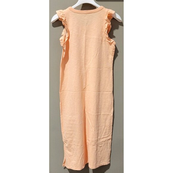 Universal Thread Women's Below Knee Ruffle Trim Tank Style Coral Dress - Picture 6 of 9